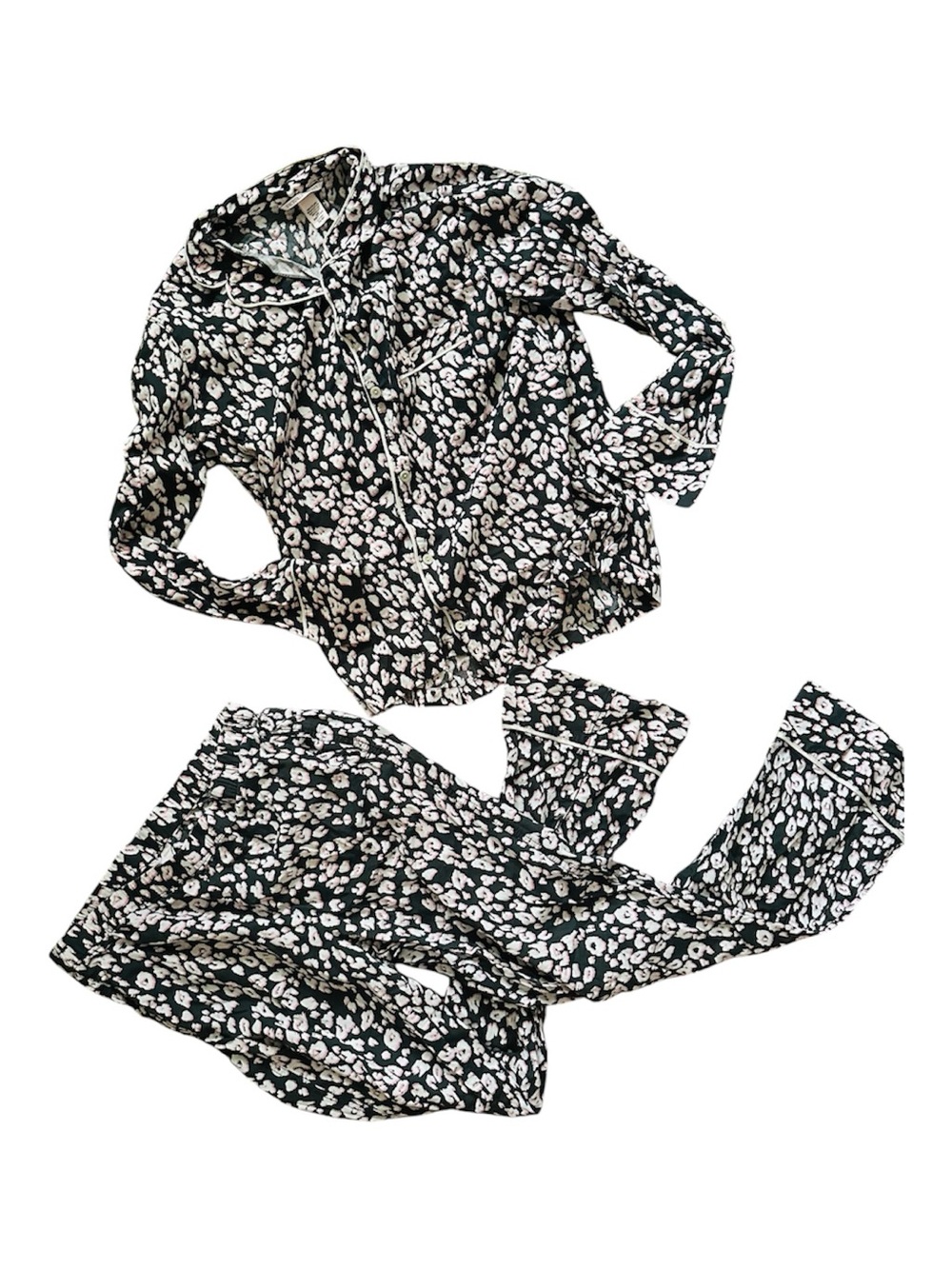 Victoria's Secret Black, White, and Pink Cheetah Print Pajama Set